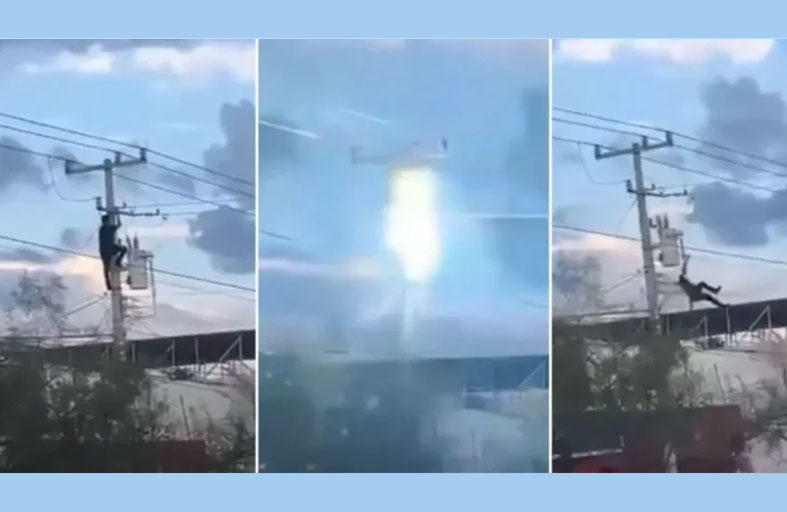 عدالة السماء.. تسقط لصاً فوق سيارة الشرطة