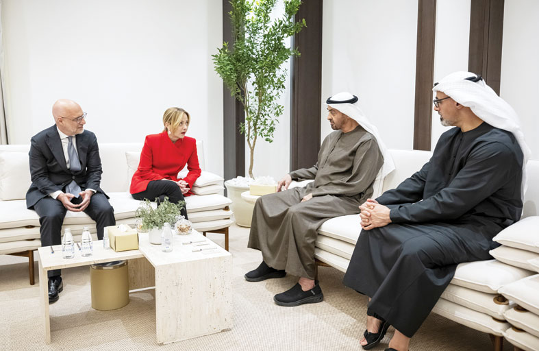 رئيس الدولة يبحث مع ميلوني العدوان الإيراني الإرهابي ضد الإمارات  ودول المنطقة وتداعياته الخطيرة على الأمن والاستقرار الإقليمي  