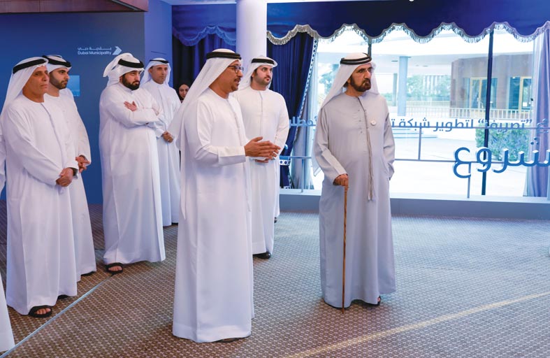 محمد بن راشد يعتمد مشروع تصريف لتطوير شبكة تصريف مياه الأمطار في دبي بـإجمالي 30 مليار درهم 