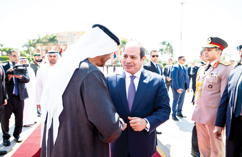 رئيس الدولة والرئيس المصري يؤكدان أن حل الدولتين هو المسار الوحيد لتحقيق السلام بالمنطقة 