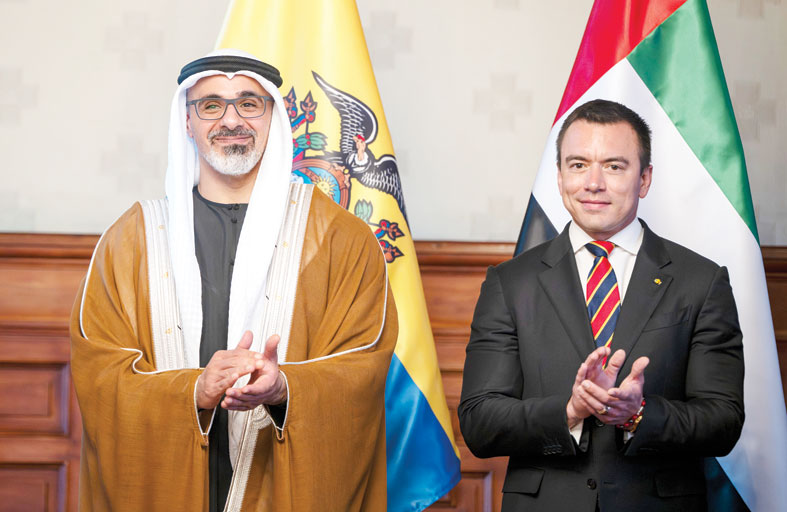 ولي عهد أبوظبي ورئيس الإكوادور يبحثان تعزيز التعاون الثنائي تزامناً مع الإعلان عن اتفاقية الشراكة الاقتصادية الشاملة بين البلدين 