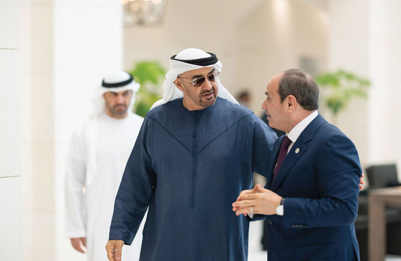 رئيس الدولة والرئيس المصري يبحثان العلاقات الأخوية والتطورات الإقليمية 