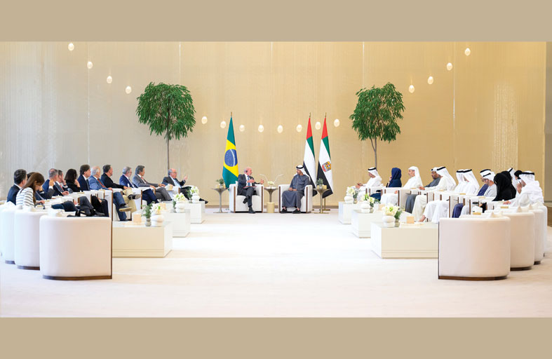 رئيس الدولة والرئيس البرازيلي يؤكدان أهمية دعم السلام والاستقرار في الشرق الأوسط والعالم 