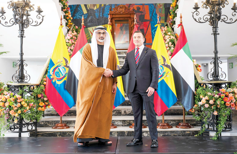 ولي عهد أبوظبي ورئيس الإكوادور يبحثان تعزيز التعاون الثنائي تزامناً مع الإعلان عن اتفاقية الشراكة الاقتصادية الشاملة بين البلدين 