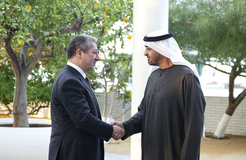 رئيس الدولة ورئيس حكومة إقليم كردستان العراق يؤكدان على تعزيز السلام والاستقرار في المنطقة  