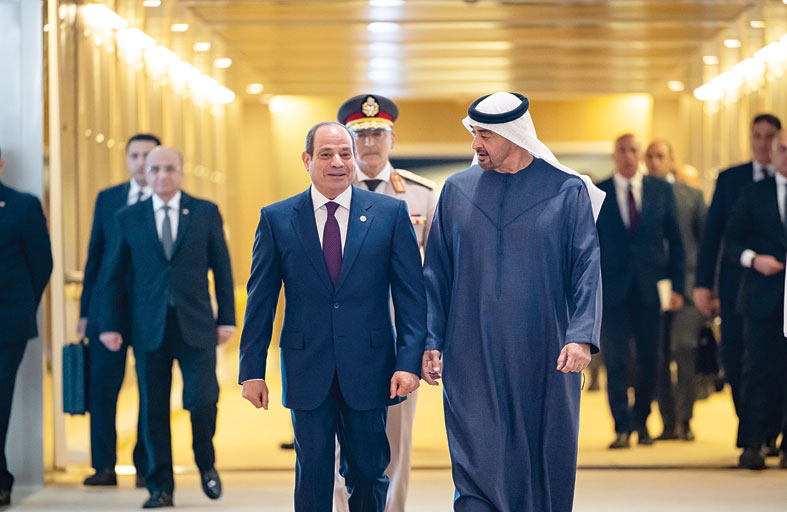 رئيس الدولة والرئيس المصري يبحثان العلاقات الأخوية والتطورات الإقليمية 