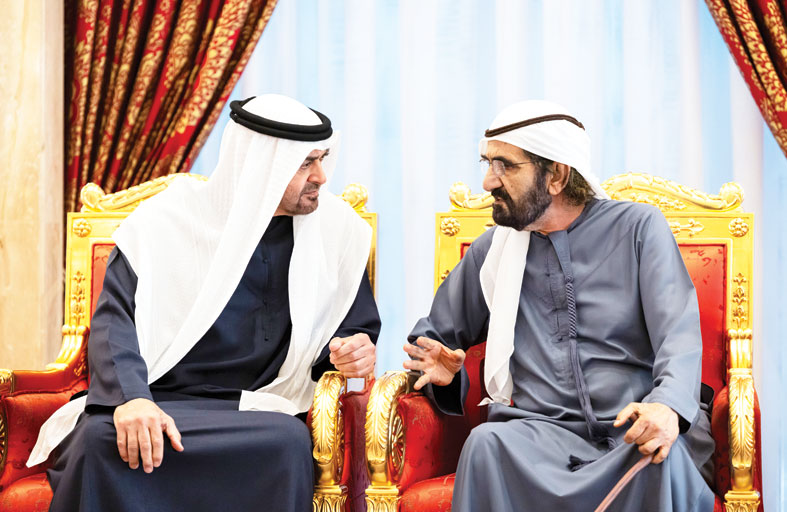 رئيس الدولة وحكام الإمارات والشيوخ يعزون محمد بن راشد في وفاة أحمد بن راشد 