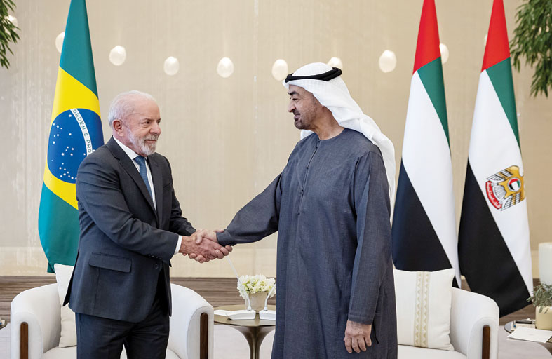 رئيس الدولة والرئيس البرازيلي يؤكدان أهمية دعم السلام والاستقرار في الشرق الأوسط والعالم 