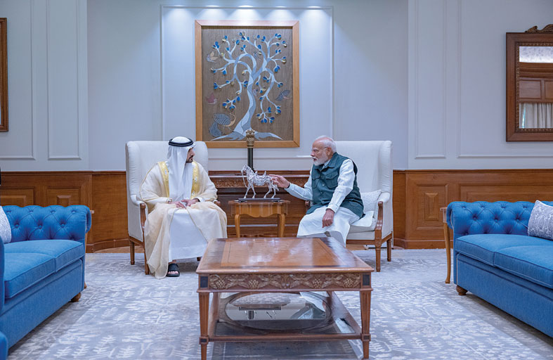 حمدان بن محمد يلتقي رئيس وزراء الهند ويبحثان مستقبل الشراكة الاستراتيجية بين البلدين وسبل تعزيزها 