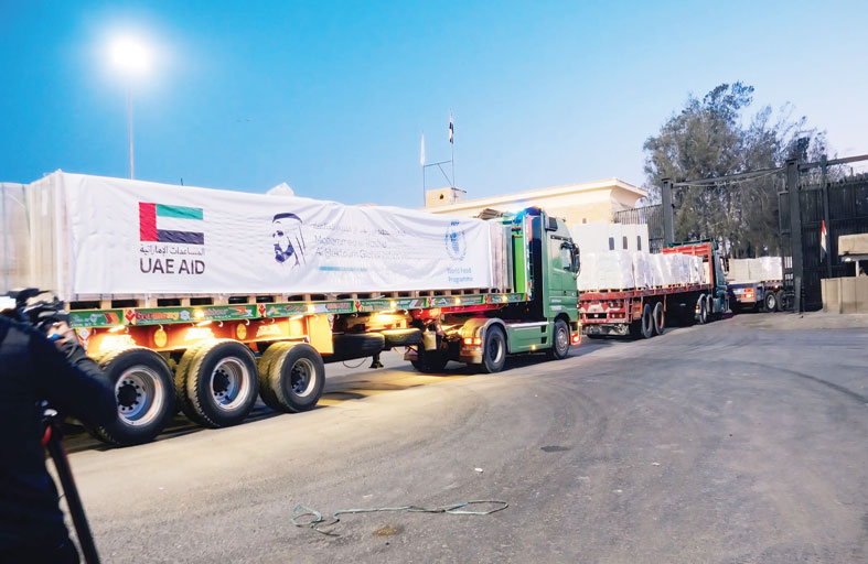 «مبادرات محمد بن راشد آل مكتوم العالمية» تستأنف إدخال المساعدات الغذائية إلى قطاع غزة 