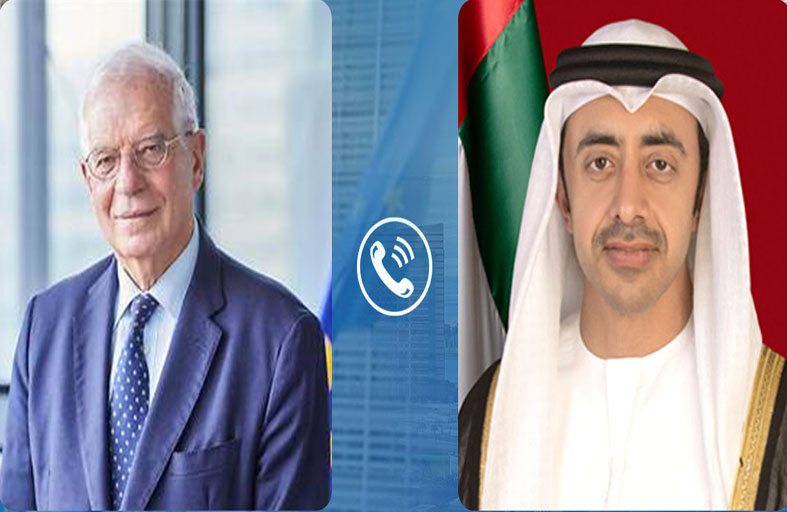عبدالله بن زايد والممثل الأعلى الأوروبي للشؤون الخارجية يبحثان هاتفيا العلاقات الإماراتية الاوروبية وتطورات المنطقة