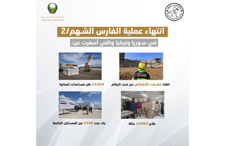 قيادة العمليات المشتركة بوزارة الدفاع تعلن انتهاء عملية الفارس الشهم 2