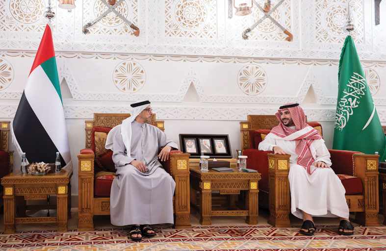 منصور بن زايد وخالد بن سلمان يبحثان في الرياض العلاقات الأخوية 