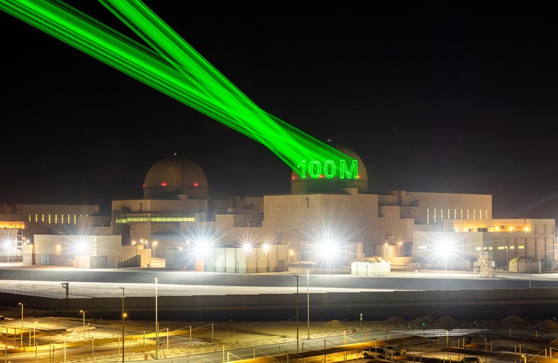 «الإمارات للطاقة النووية» تحتفي بتسجيل 100 مليون ساعة عمل آمنة في «براكة»