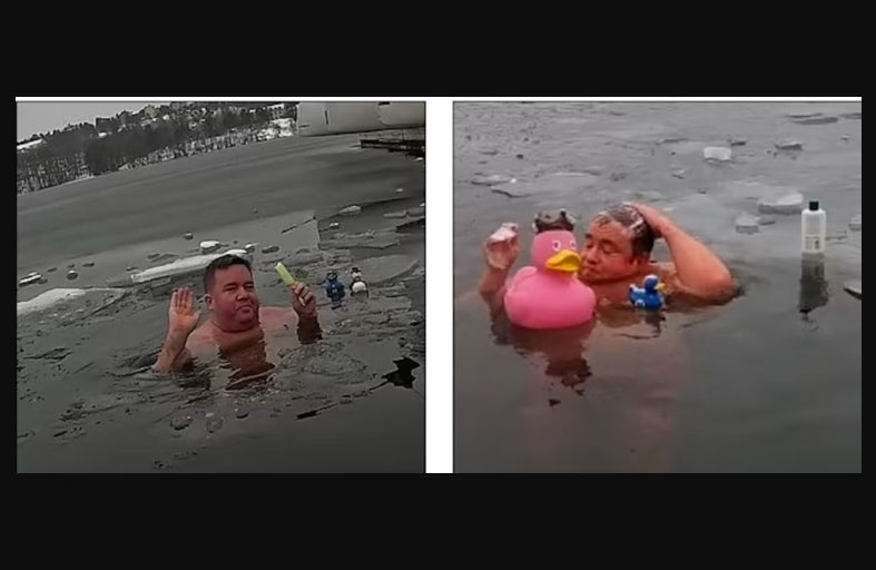 صانع محتوى يسبح في المياه الجليدية