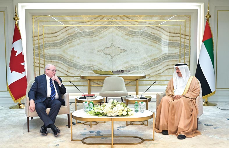 صقر غباش يبحث مع رئيس مجلس الشيوخ في كندا سبل تعزيز وتفعيل العلاقات البرلمانية