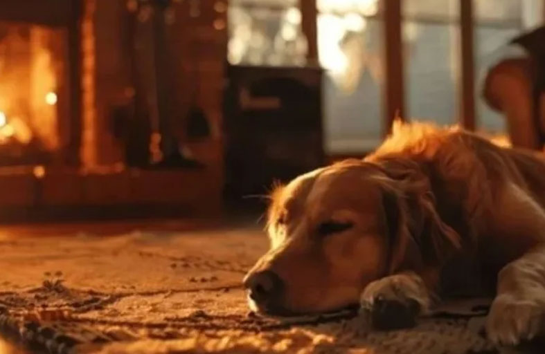 كلب يوقظ صاحبه النائم لينجو من حريق