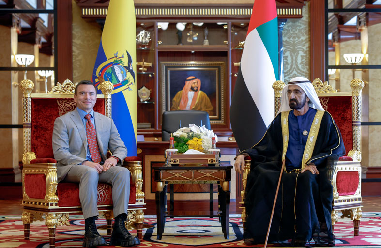 محمد بن راشد يبحث مع رئيس الإكوادور سبل تعزيز مسارات التعاون والعلاقات الثنائية بين البلدين 
