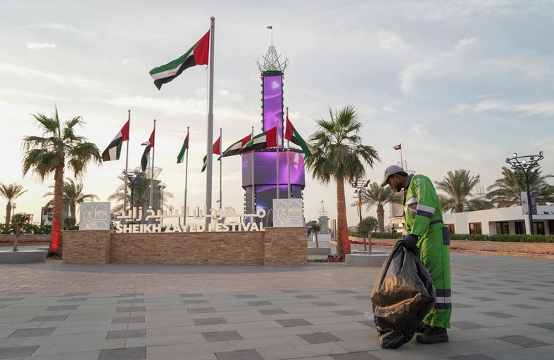 «تدوير » تقدم خدمات متكاملة للنظافة العامة في مهرجان الشيخ زايد