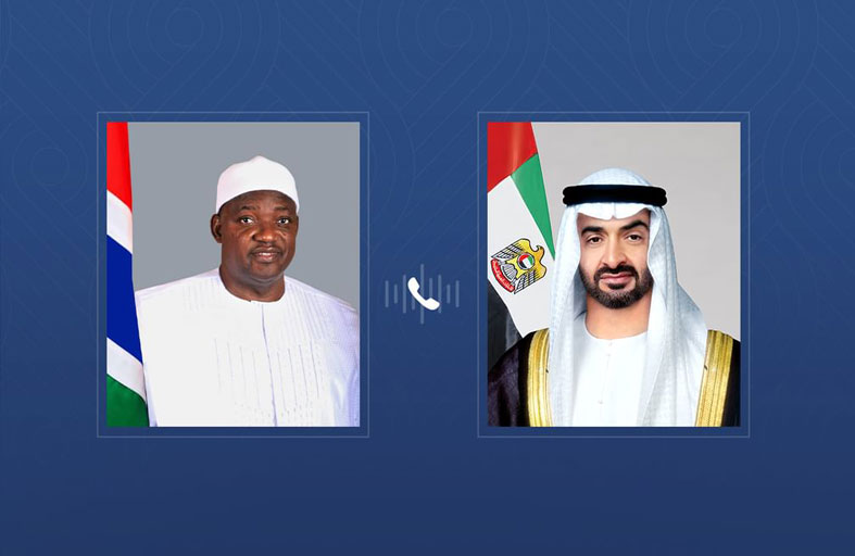 رئيس الدولة يتلقى اتصالاً هاتفياً من رئيس غامبيا  أدان خلالـه الاعتـداءات الإيرانية ضـد الإمــارات