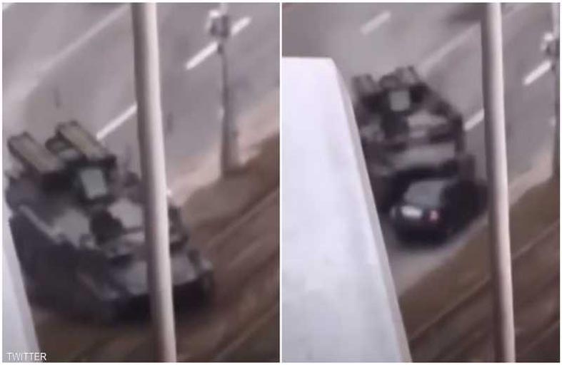 فيديو المعجزة.. دهسته دبابة روسية ونجا 