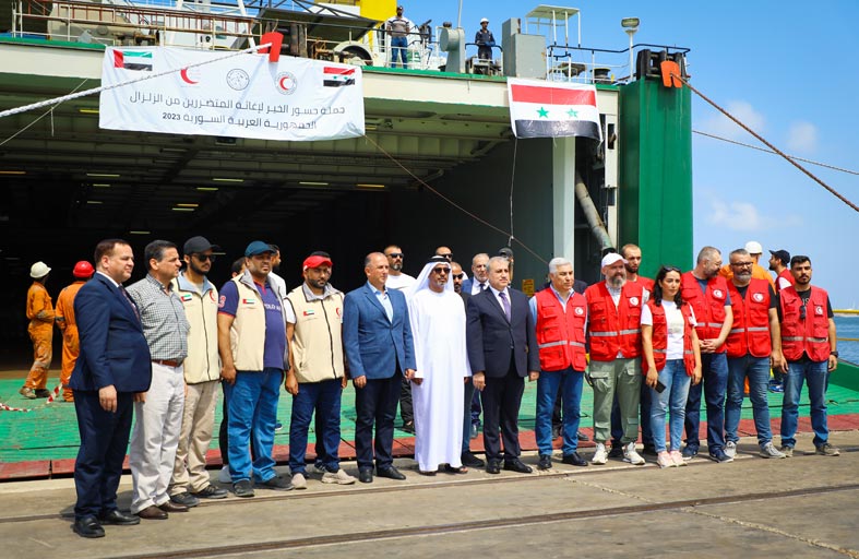 الرابعة من نوعها .. وصول سفينة مساعدات إماراتية لميناء اللاذقية
