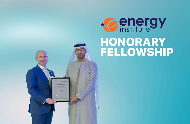 سلطان الجابر زميلاً فخرياً لمعهد الطاقة تقديراً لدوره القيادي في الترابط بين قطاعَي الطاقة والذكاء الاصطناعي
