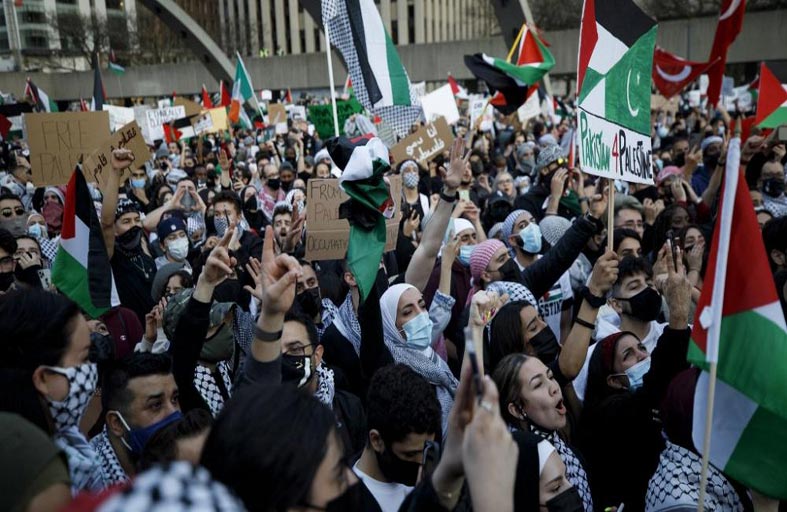 المئات يتظاهرون في مونتريال تضامناً مع الفلسطينيين