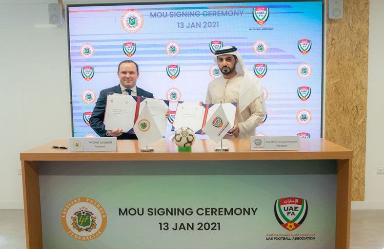 اتحاد الإمارات لكرة القدم يوقع اتفاقية تعاون مع اتحاد لاتفيا