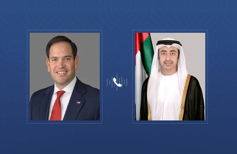 عبدالله بن زايد ووزير الخارجية الأمريكي يبحثان هاتفياً التطورات الإقليمية