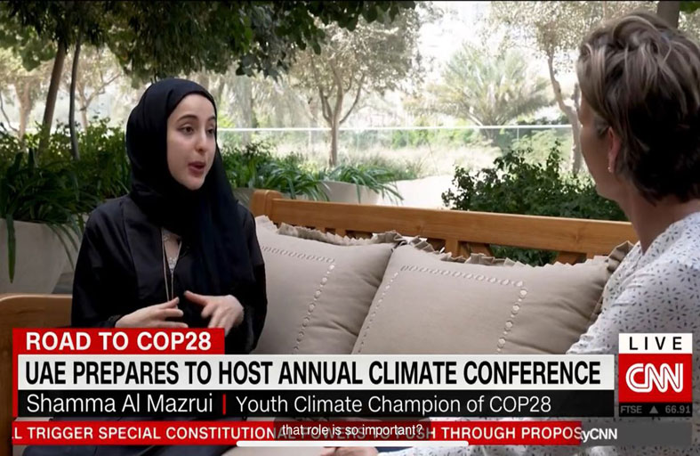 شما المزروعي خلال فعالية الطريق إلى COP28: دور محوري للشباب في العمل المناخي العالمي