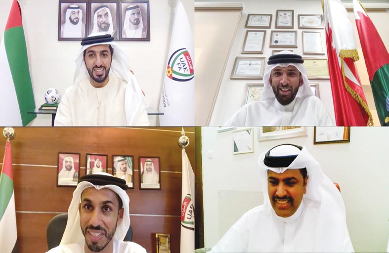 راشد بن حميد وعلي بن خليفة يبحثان تعزيز التعاون المشترك بين الاتحادين الإماراتي والبحريني لكرة القدم