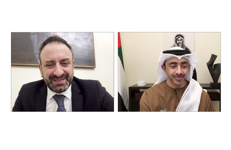 عبدالله بن زايد ووزير خارجية سان مارينو يبحثان عبر اتصال مرئي العلاقات الثنائية