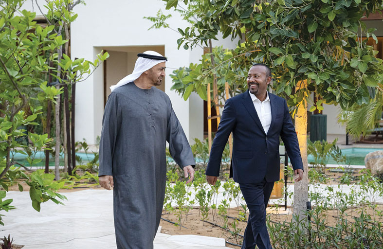 رئيس الدولة ورئيس وزراء إثيوبيا يؤكدان ضرورة الوقف الفوري للتصعيد واللجوء إلى الحوار والوسائل الدبلوماسية 