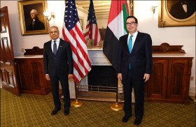 عبيد حميد الطاير يبحث مع وزير الخزانة الأمريكي تطورات العلاقات الاقتصادية