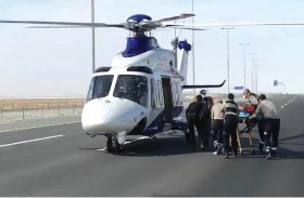 طيران شرطة أبوظبي ينقل مصابًا إلى مدينة الشيخ شخبوط الطبية