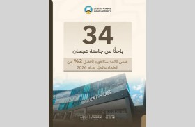 34 باحثًا من جامعة عجمان ضمن قائمة ستانفورد لأفضل 2 % من العلماء عالميًا لعام 2026
