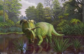 اكتشاف بقايا ديناصور عملاق جديد لديه قرون ومنقار