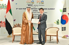 صقر غباش يلتقي رئيس الجمعية الوطنية الكورية على هامش قمة رؤساء برلمانات دول مجموعة العشرين