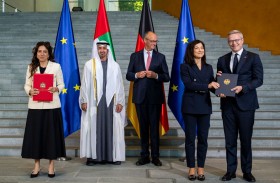 رئيس الدولة والمستشار الألماني يشهدان إطلاق الحوار الإستراتيجي وإعلان نوايا بشأن إنشاء مجلس استثمار إماراتي ـ ألماني وعددا من الاتفاقات