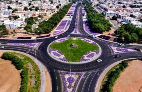 بلدية مدينة العين تنجز زراعة شارع خالد بن الوليد باللون البنفسجي 