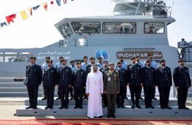 نهيان بن زايد يدشن الزورق «مظفر» ضمن فعاليات معرض نافدكس 2023