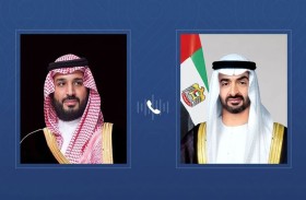 رئيس الدولة يتلقى اتصالاً هاتفياً من ولي عهد السعودية أدان خلاله الاعتداءات الإيرانية الإرهابية التي تستهدف الإمارات