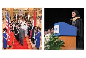 منصور بن محمد بن راشد آل مكتوم يُكرم خريجي الدفعة 27 للجامعة الأمريكية في دبي 