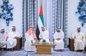 حمدان بن زايد يستقبل المهنئين بشهر رمضان المبارك في قصر السِيف