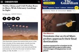 صحيفتا الأوبزرفر والغارديان تسلطان الضوء على مهمة مسبار الأمل وأهميتها العلمية في دراسة مناخ المريخ