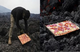 بيتزا مخبوزة على حمم بركانية