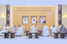 حاكم عجمان وولي عهده يستقبلان المهنئين بشهر رمضان المبارك