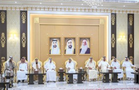 حميد بن راشد يتقبل تعازي حاكمي الفجيرة وأم القيوين والشيوخ في وفاة الشيخ سعيد بن راشد النعيمي